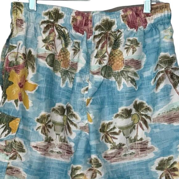 Croft & Barrow Swimsuit, Tropical Bathing Suit Swim Shorts Blue White Mens Large - Picture 4 of 6